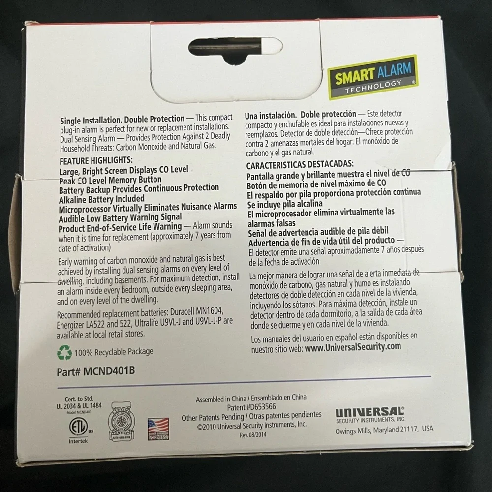 USI 2-In-1 Carbon Monoxide and Natural Gas Detector - Picture 2 of 3